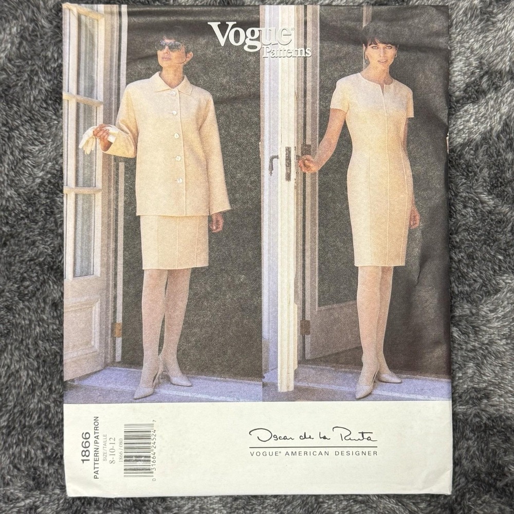 Vogue Pattern #1866  Jacket Dress Oscar de la Renta size 8-12 UNCUT/FF W/label!!
